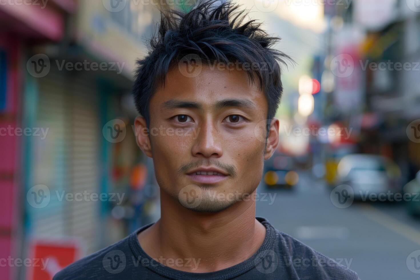 Young Taiwanese Man Standing on Street photo