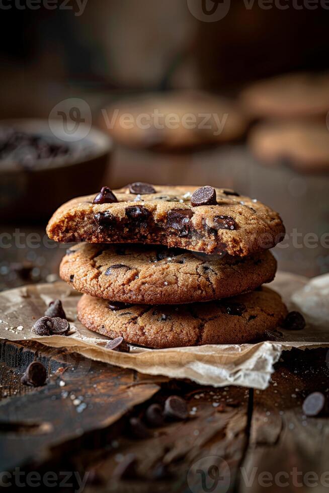 Stack of Chocolate Chip Cookies photo