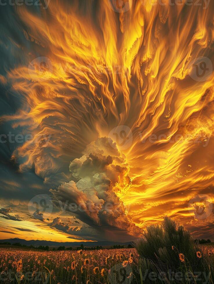 Large Cloud Hovering Above Field photo