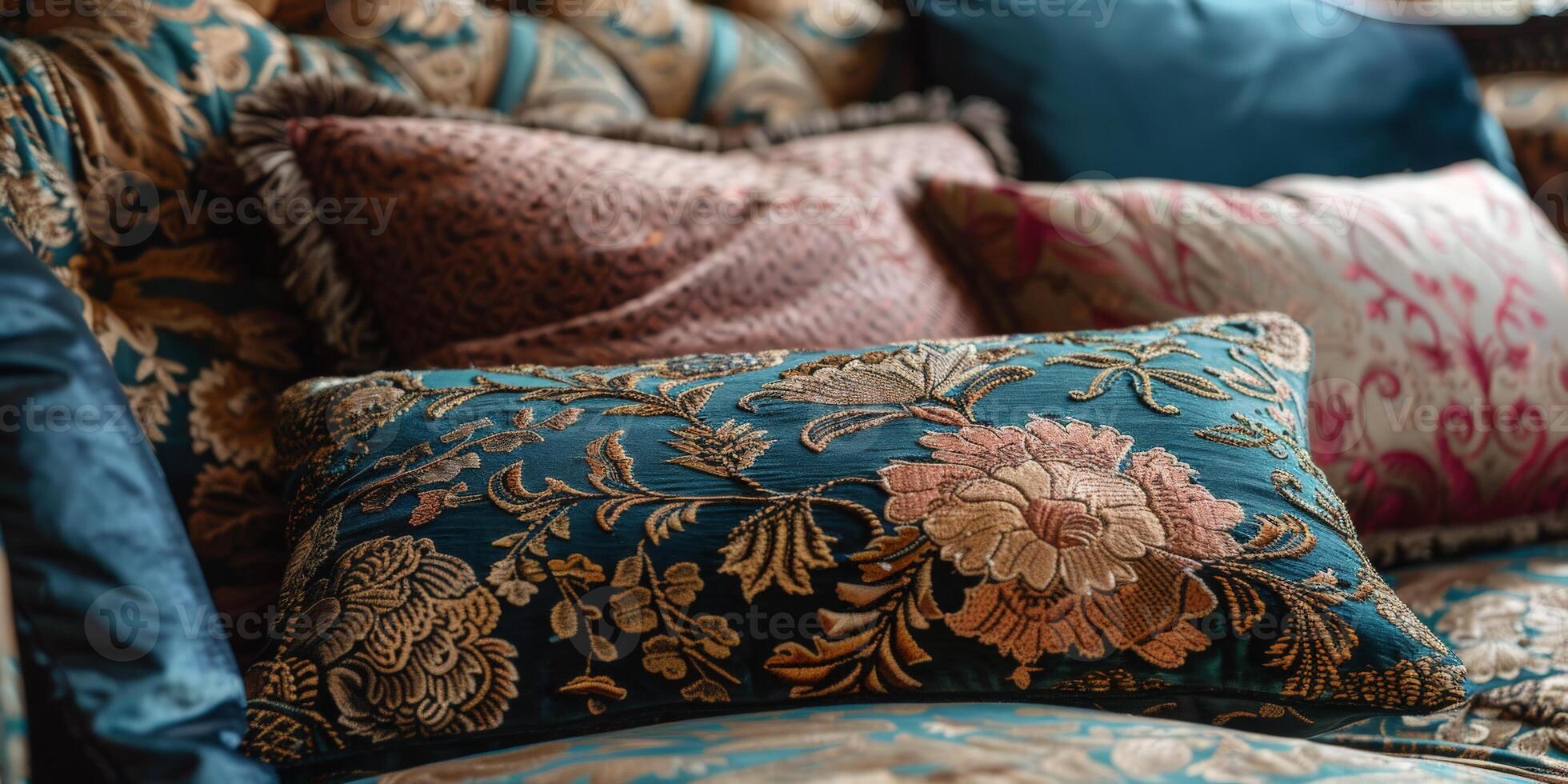Assorted Pillows Arranged on a Couch photo