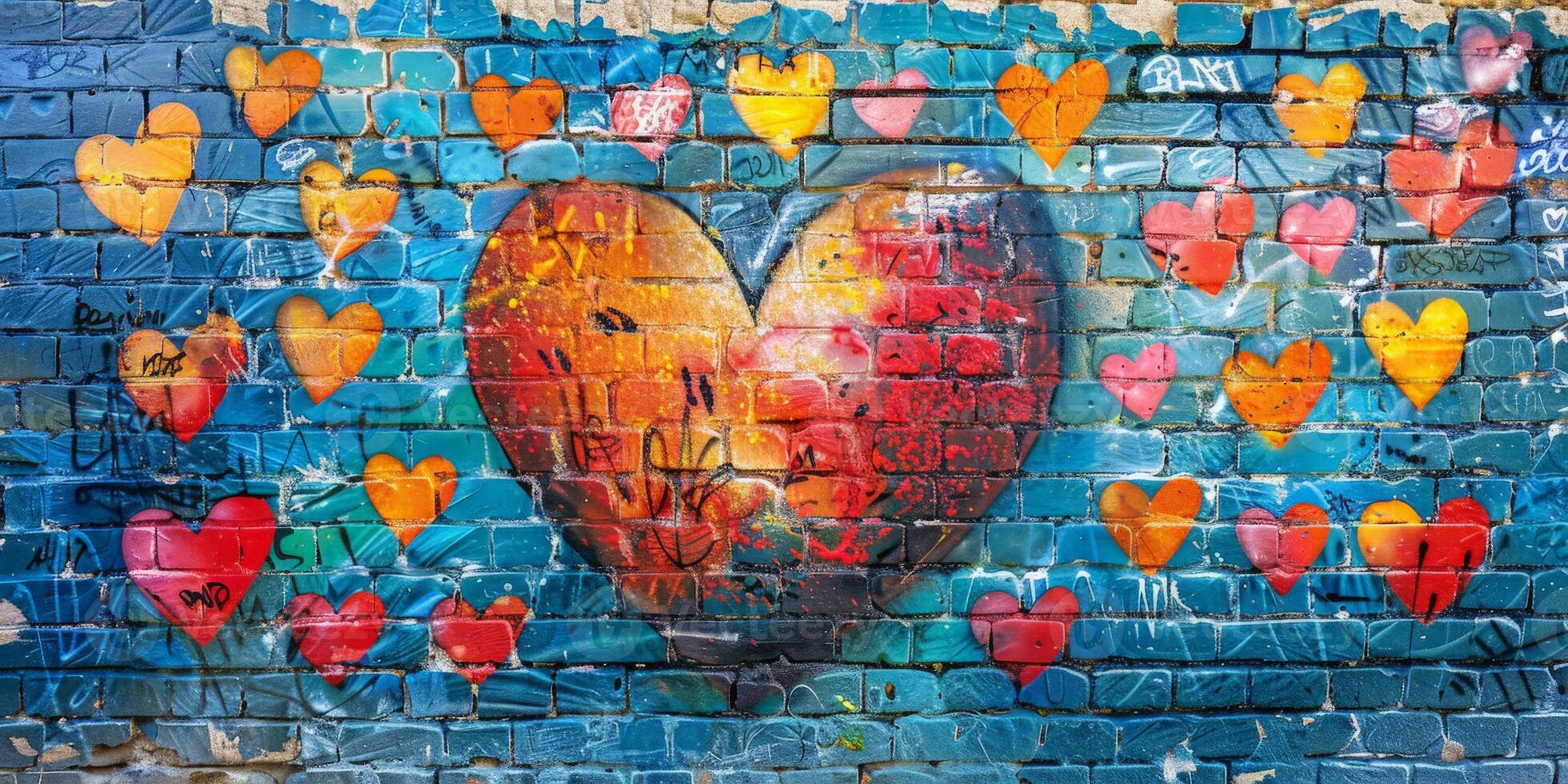 Painted Heart on Brick Wall photo