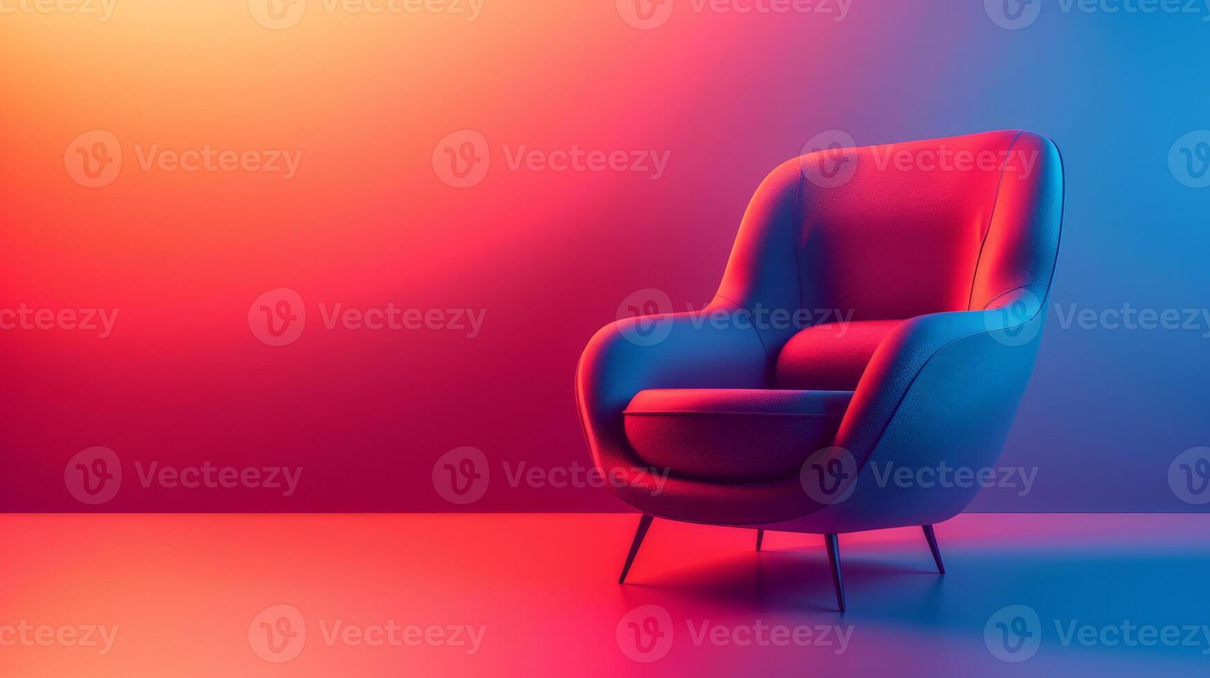 Red and Blue Chair in a Room photo