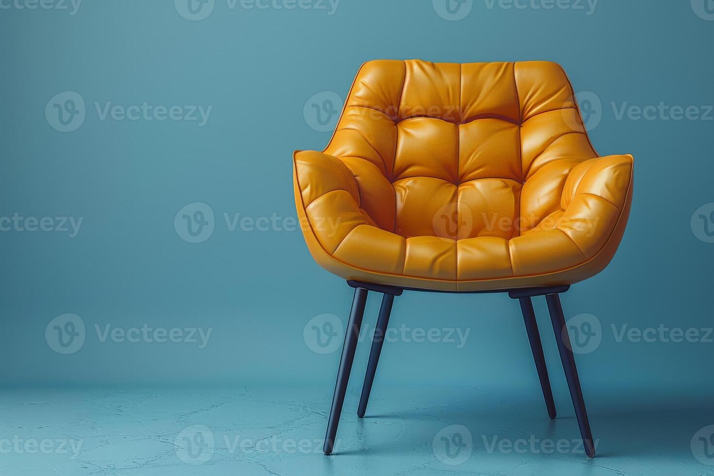 Yellow Chair on Blue Floor photo