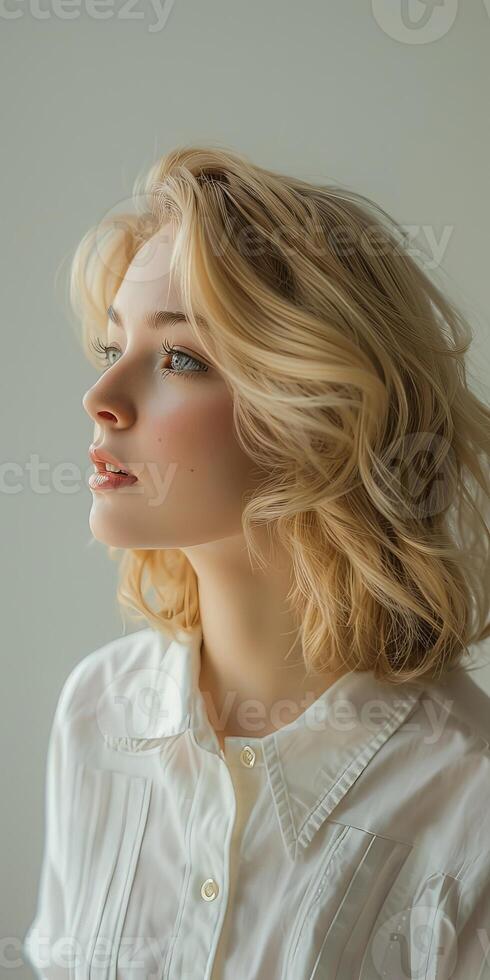 Blonde Woman Wearing White Shirt photo