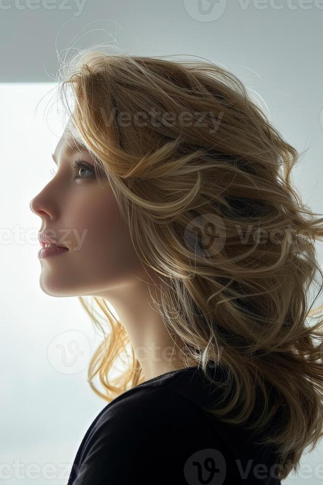 Close Up of Person With Long Hair photo
