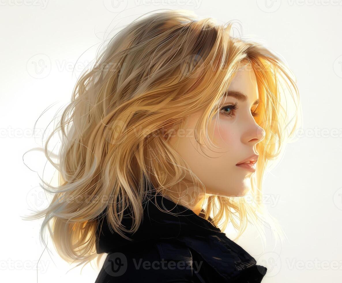 Blonde Woman in Black Shirt photo