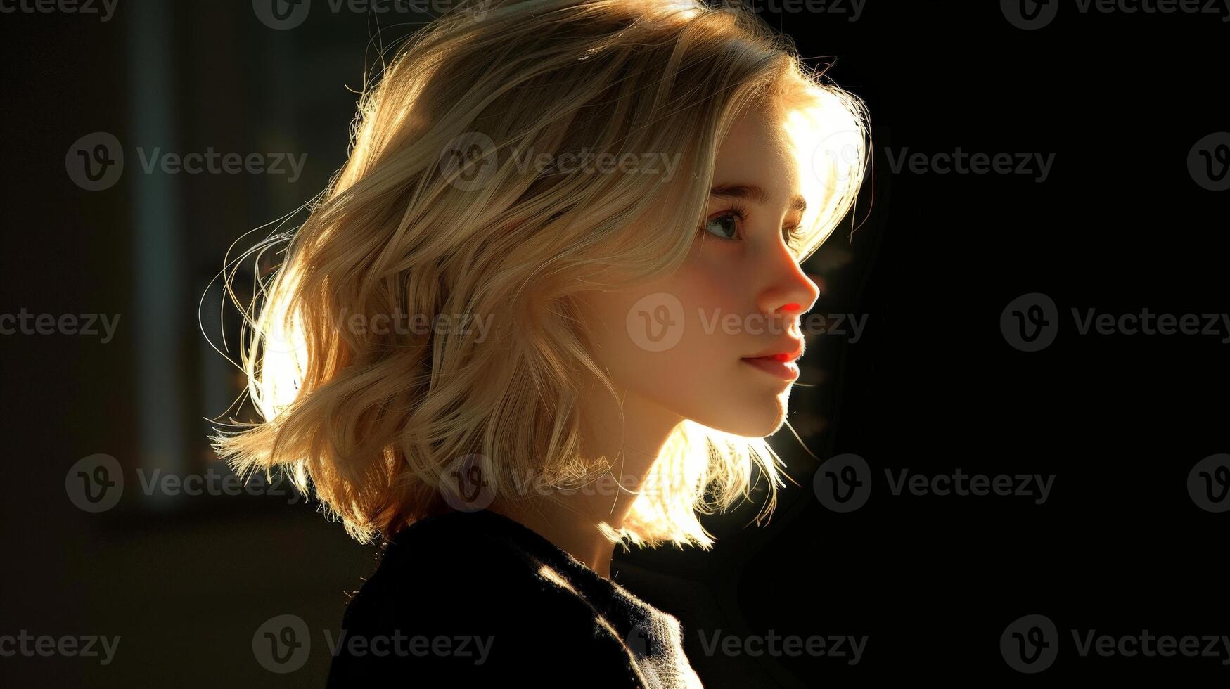 Close Up Portrait of a Person With Blonde Hair photo