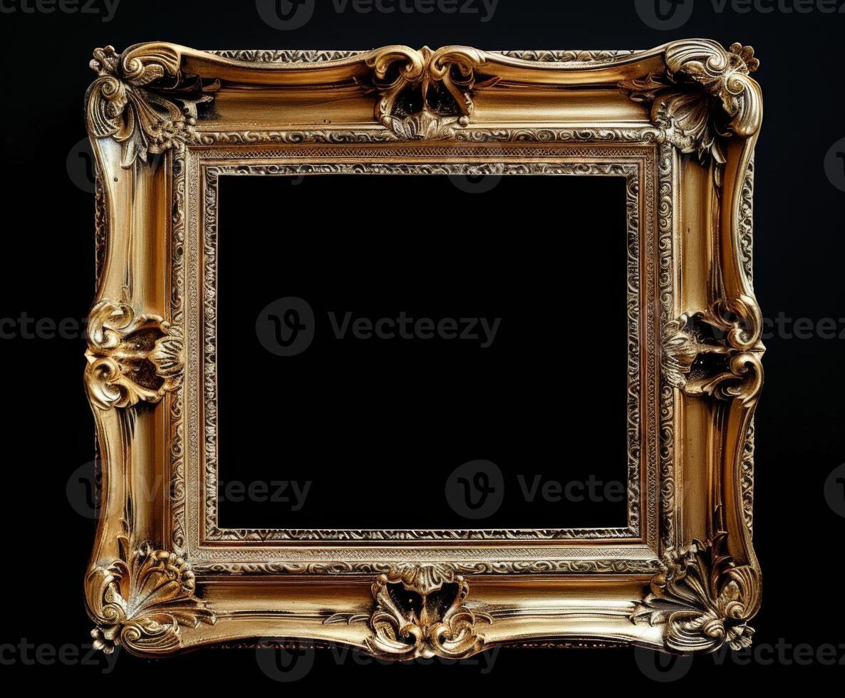 Gold Frame Against Black Background photo