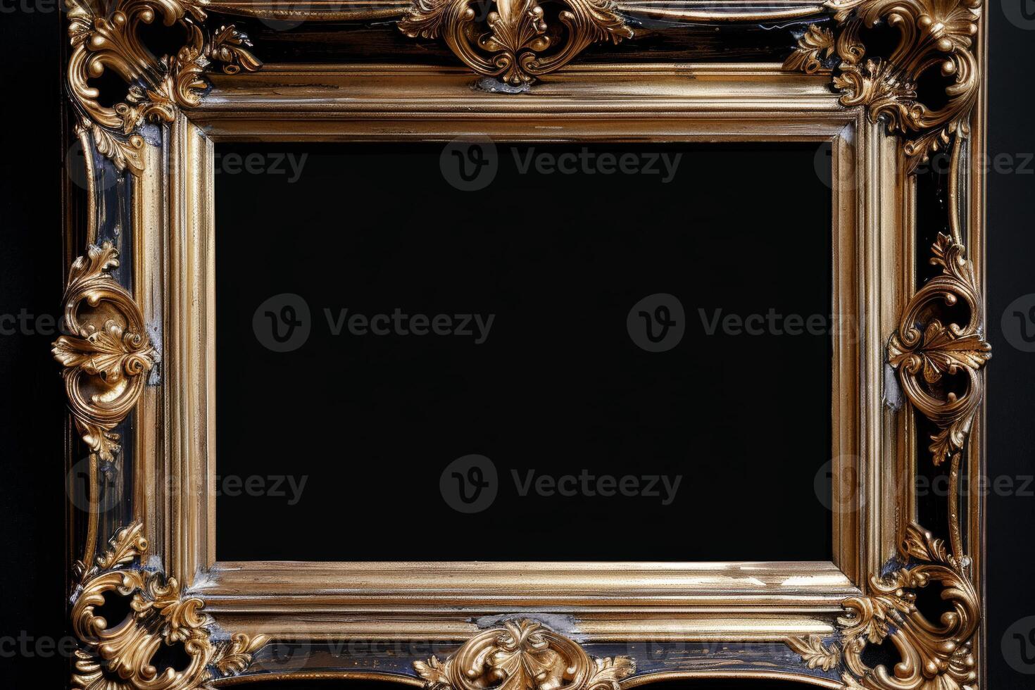 Gold Frame on Black Background photo