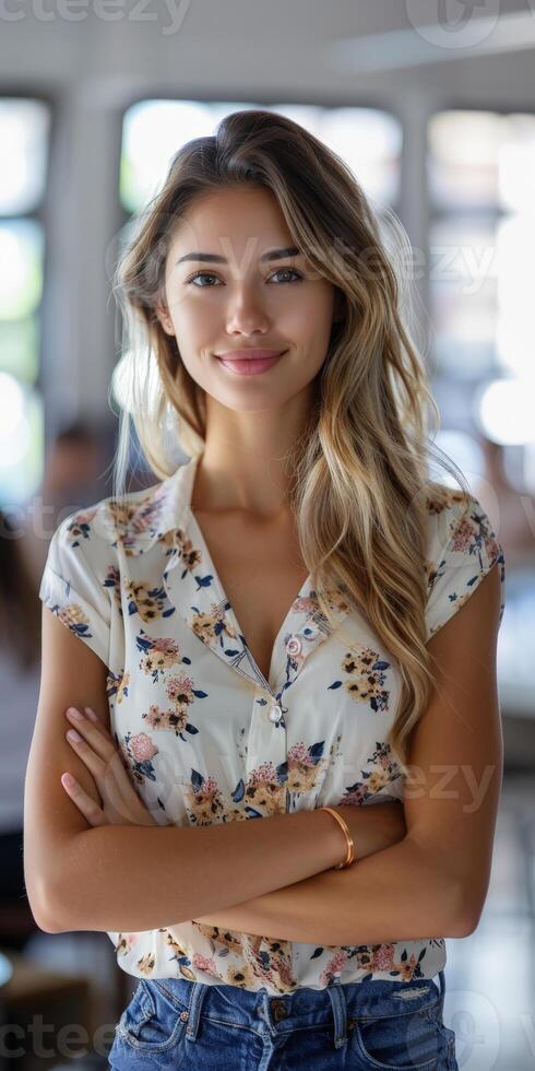 Young Woman Standing With Arms Crossed photo