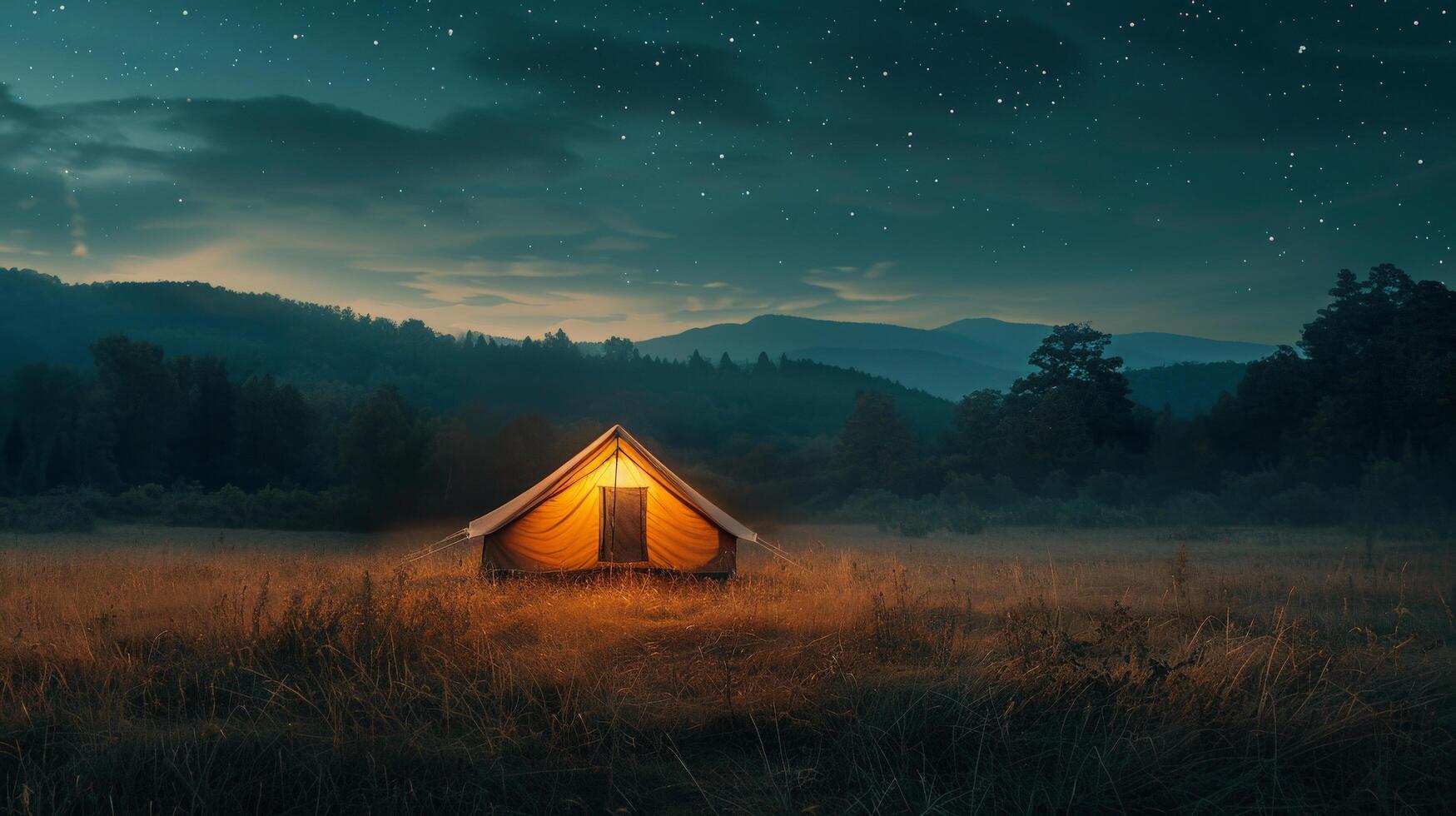 Tent Glowing in Dark Field photo