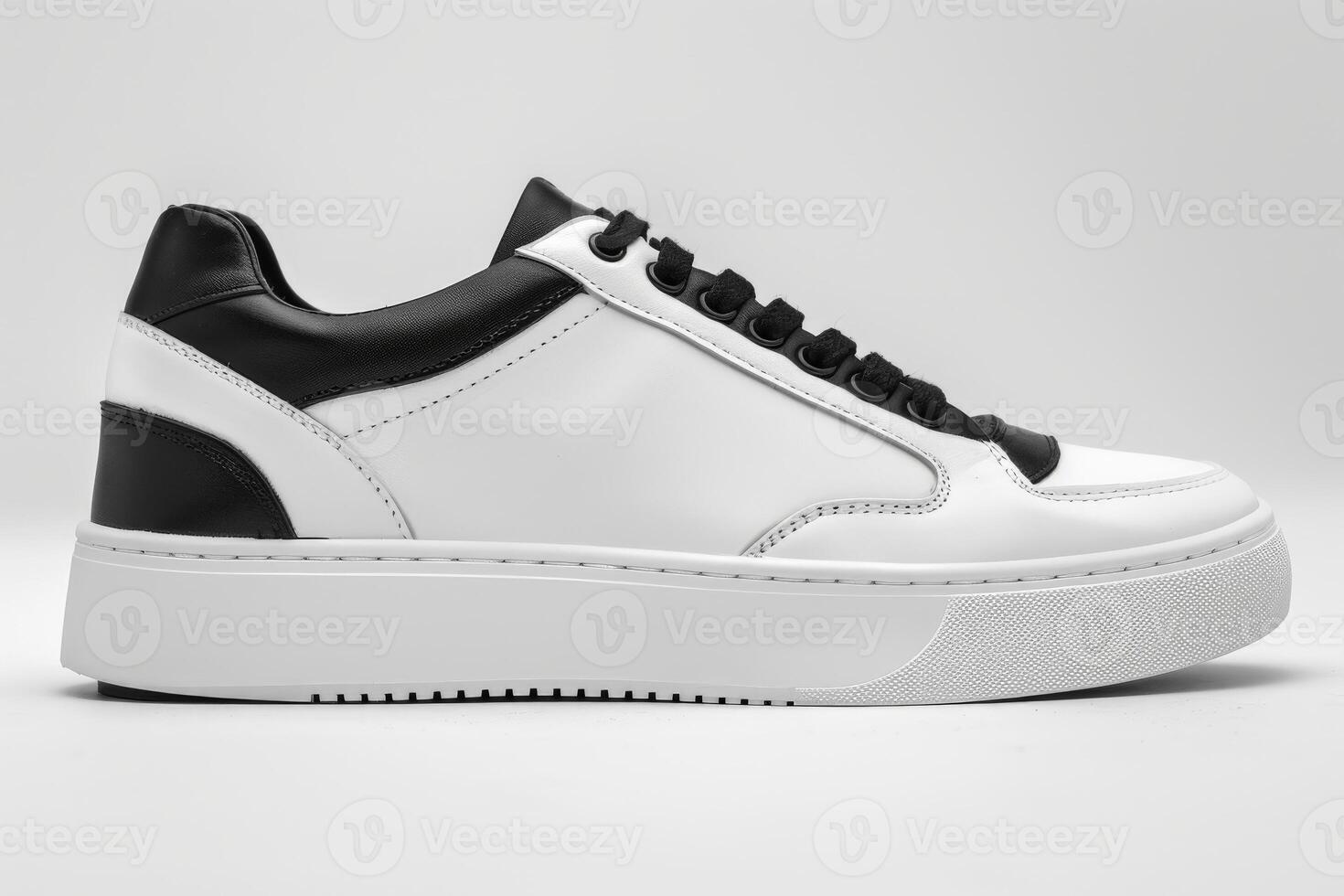 White and Black Sneaker on White Background photo