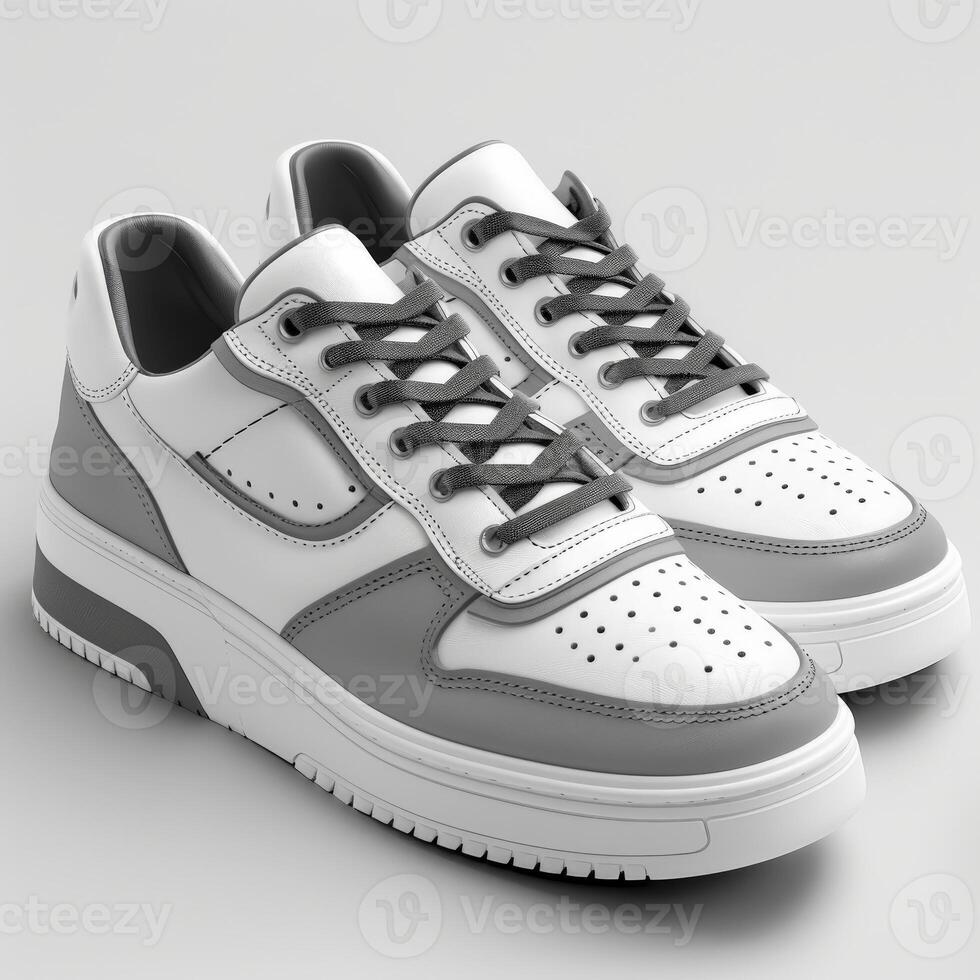 White and Grey Sneakers photo