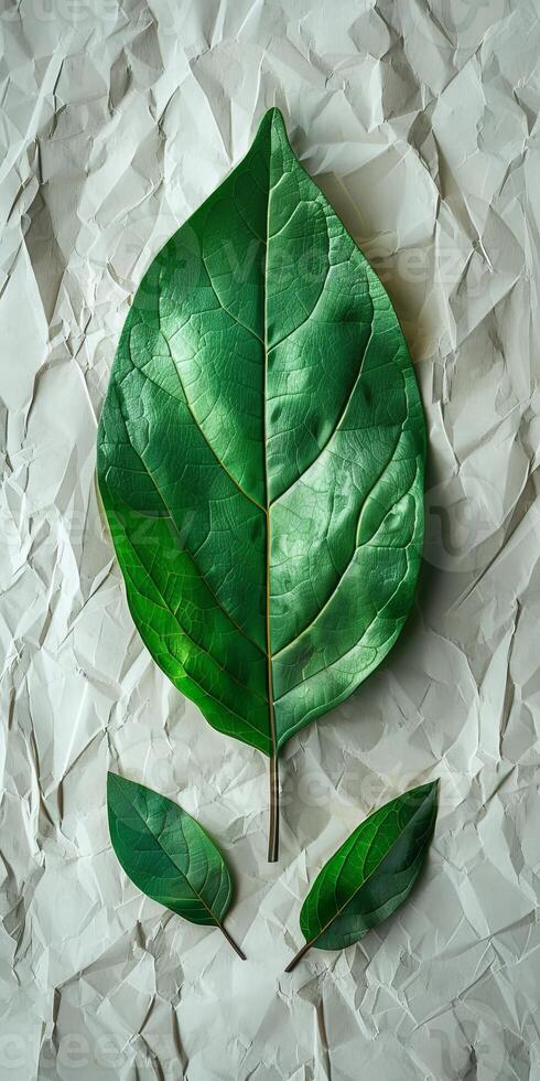 Green Leaf on Top of Paper photo