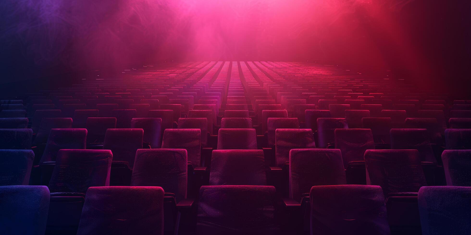 Empty theater with red and blue lights photo