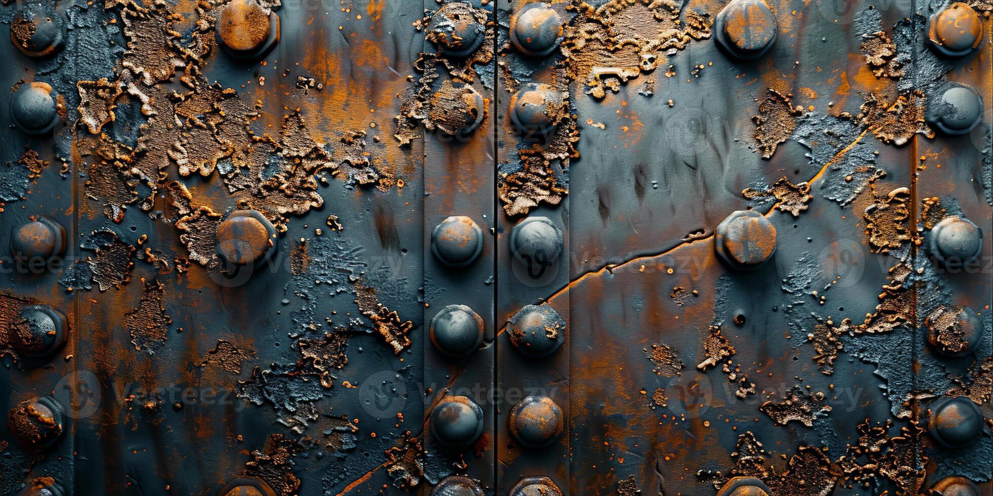 Close up of a metal door with rivets photo
