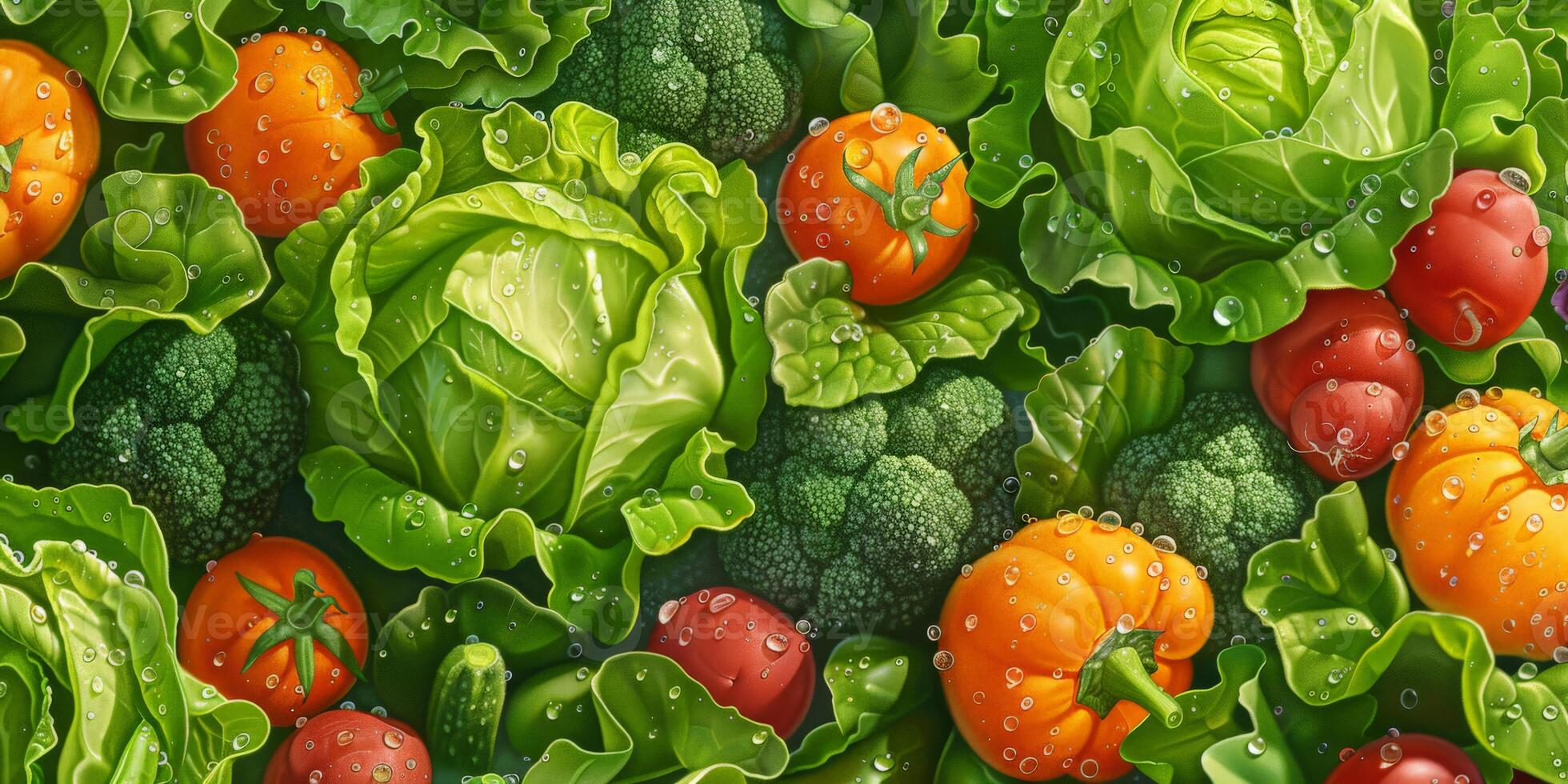 A painting of many different types of vegetables photo