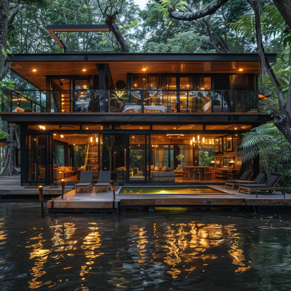 Grand house over water photo