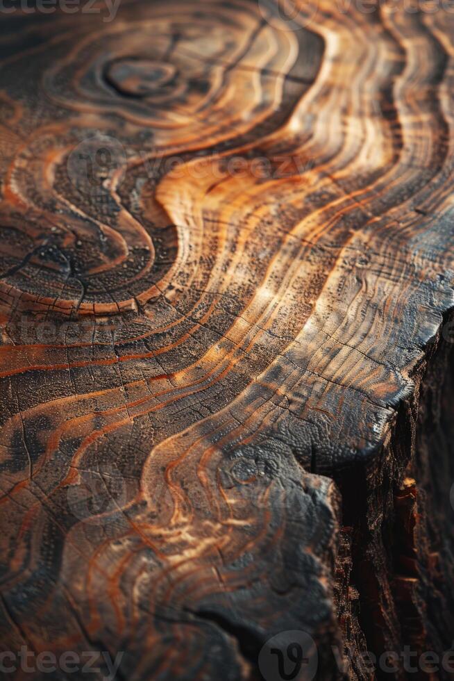 Cross-section of cut wood photo