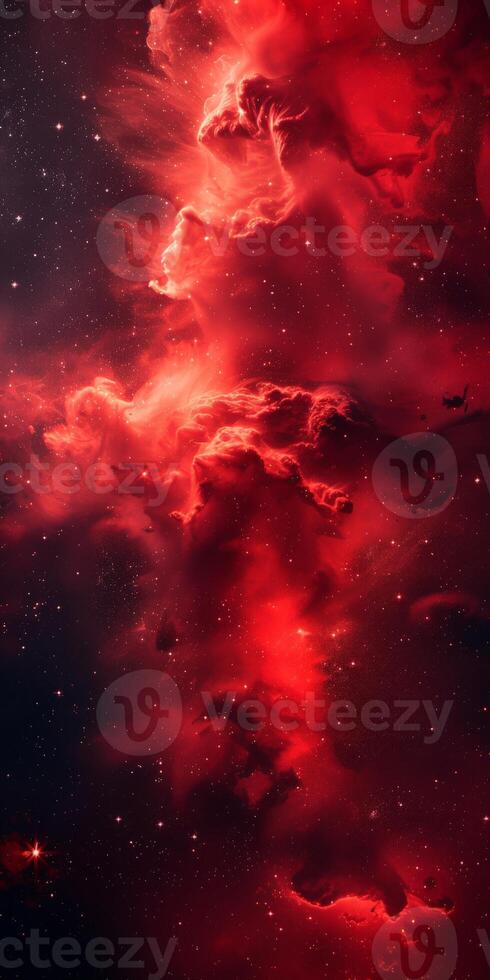 Red sky filled with stars and clouds photo