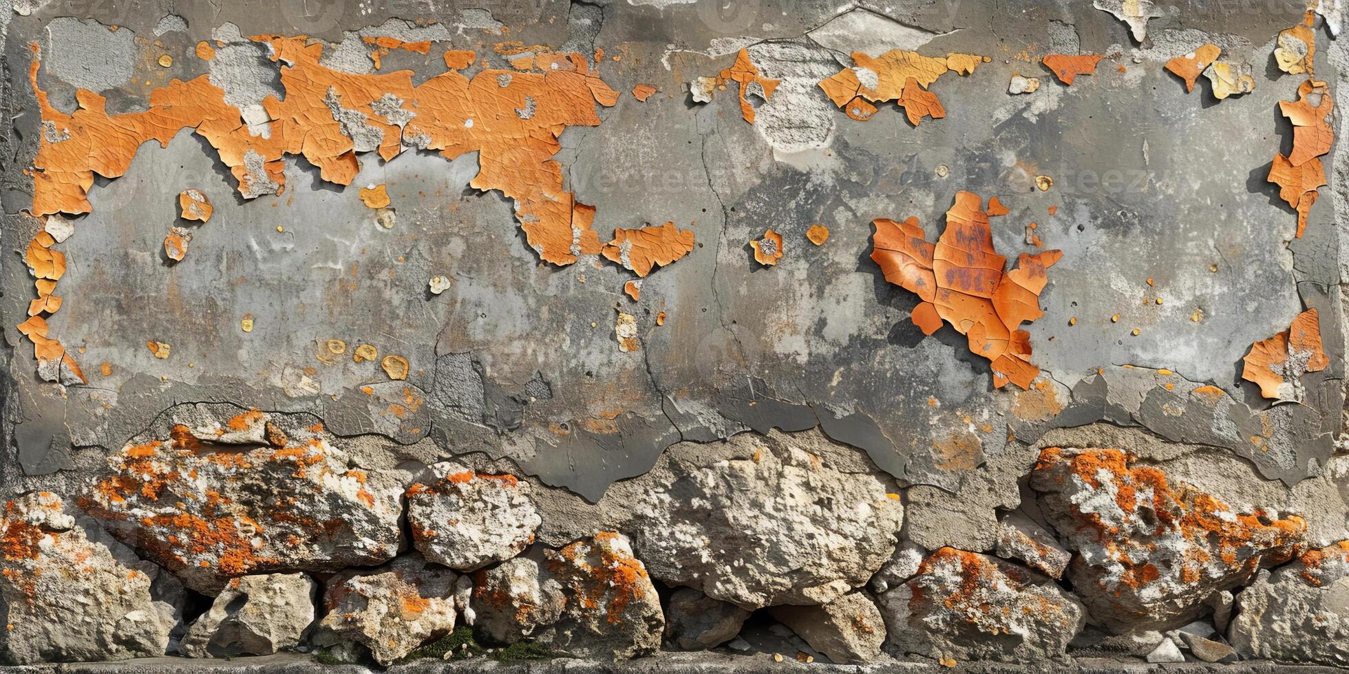 Rusted wall with rocks photo