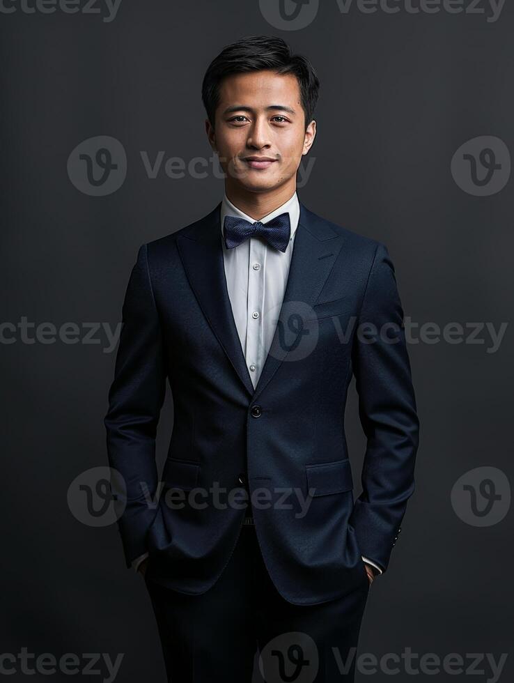 Elegant man in suit and bow tie photo