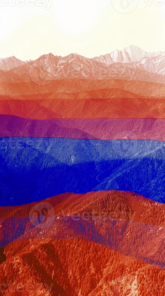 Majestic mountain range in blue and red photo