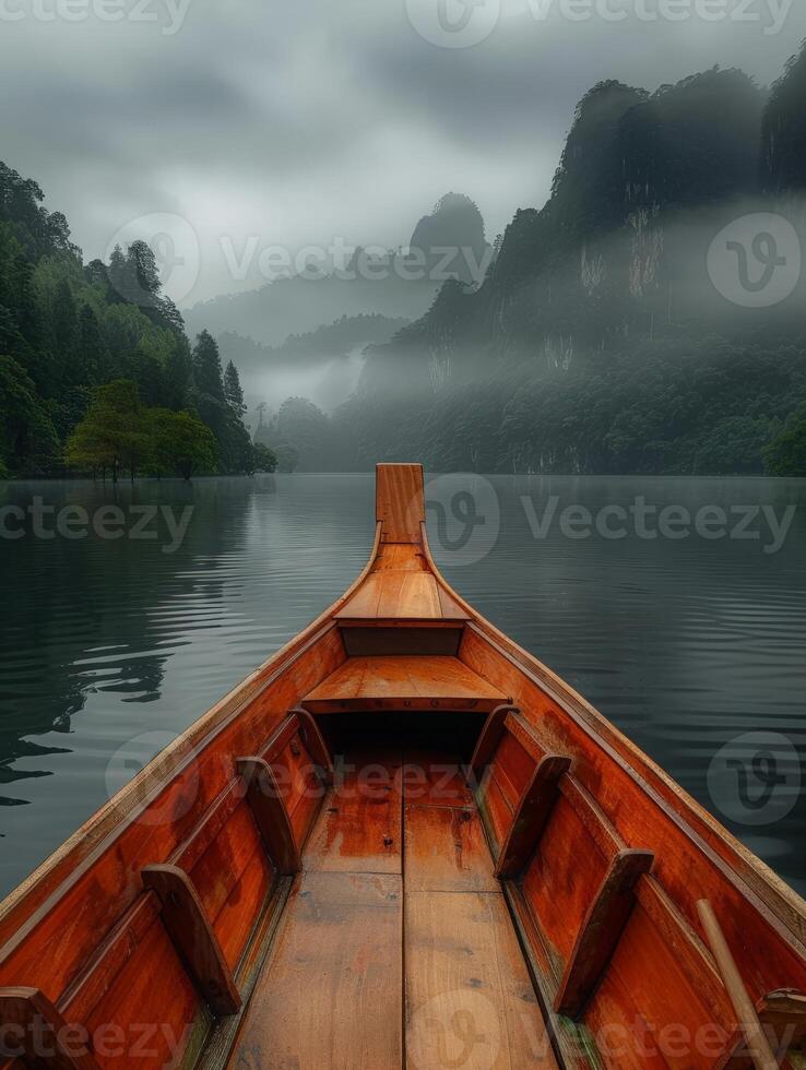 Boat floating in the water photo