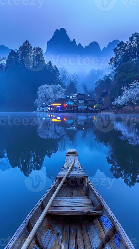 Boat floating on body of water photo