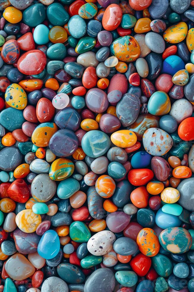 Assorted Colorful Rocks in a Pile photo