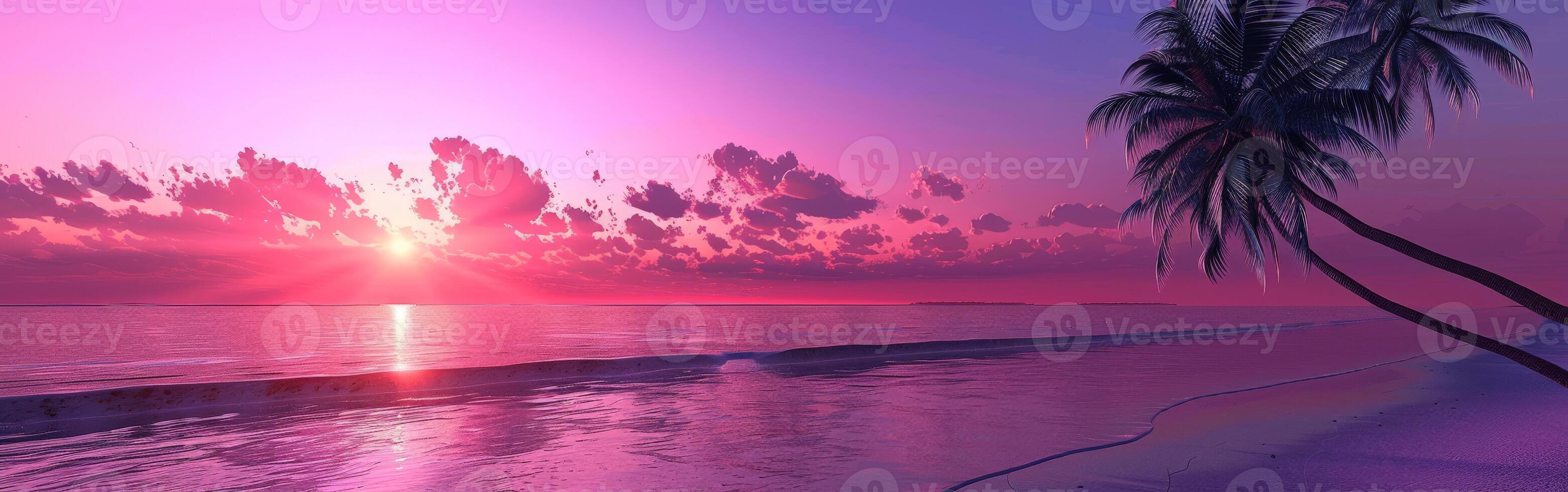 Palm Tree on Beach by Ocean photo