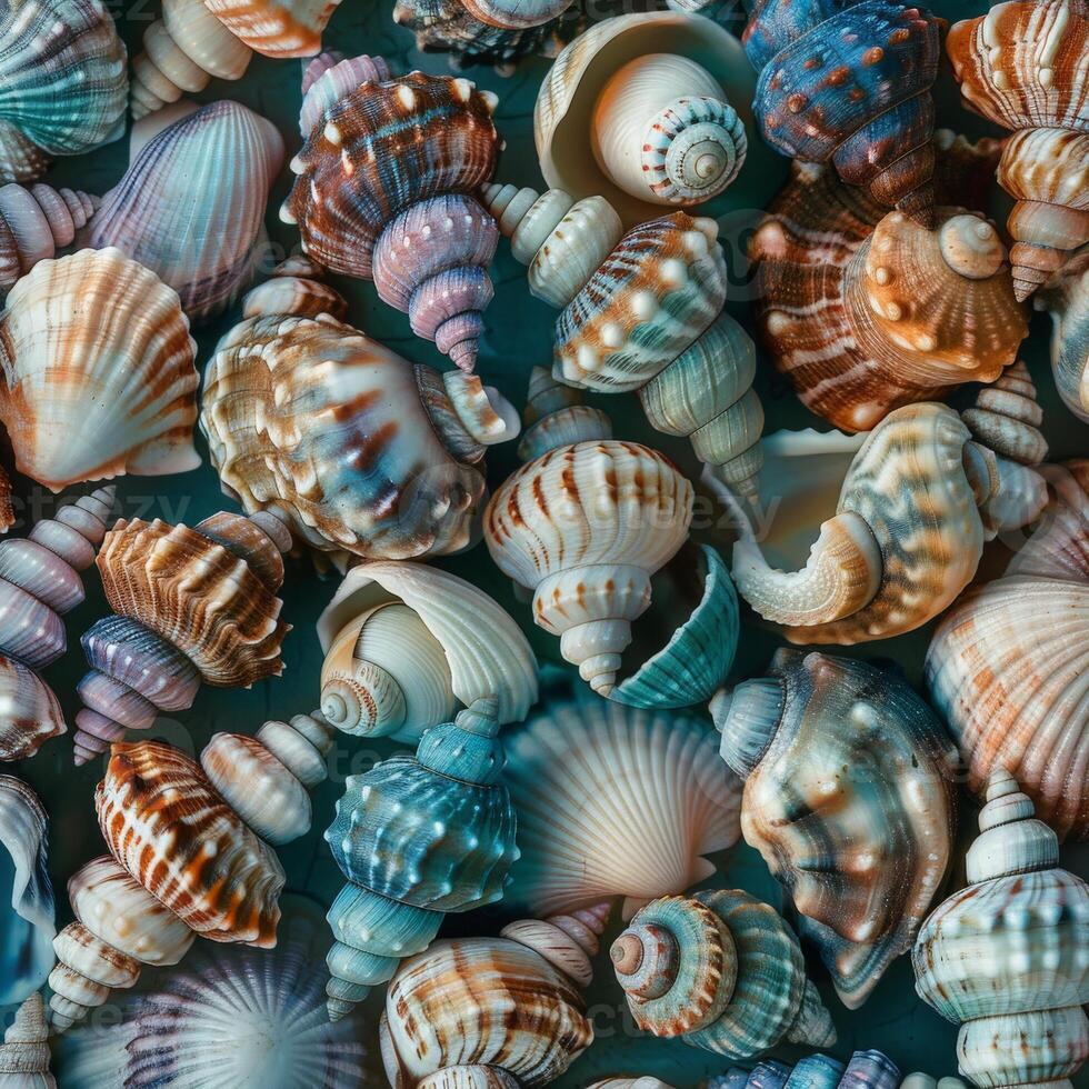 Varied Collection of Multicolored Seashells photo