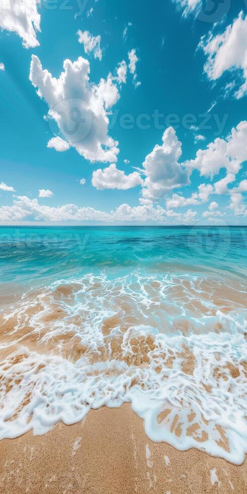Waves Breaking on Sandy Beach photo
