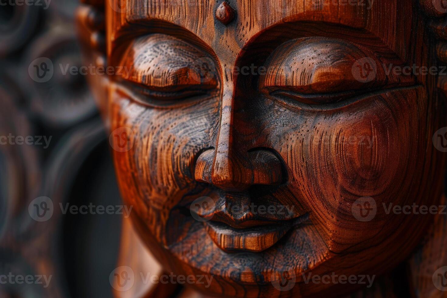 Wooden Statue With Closed Eyes photo