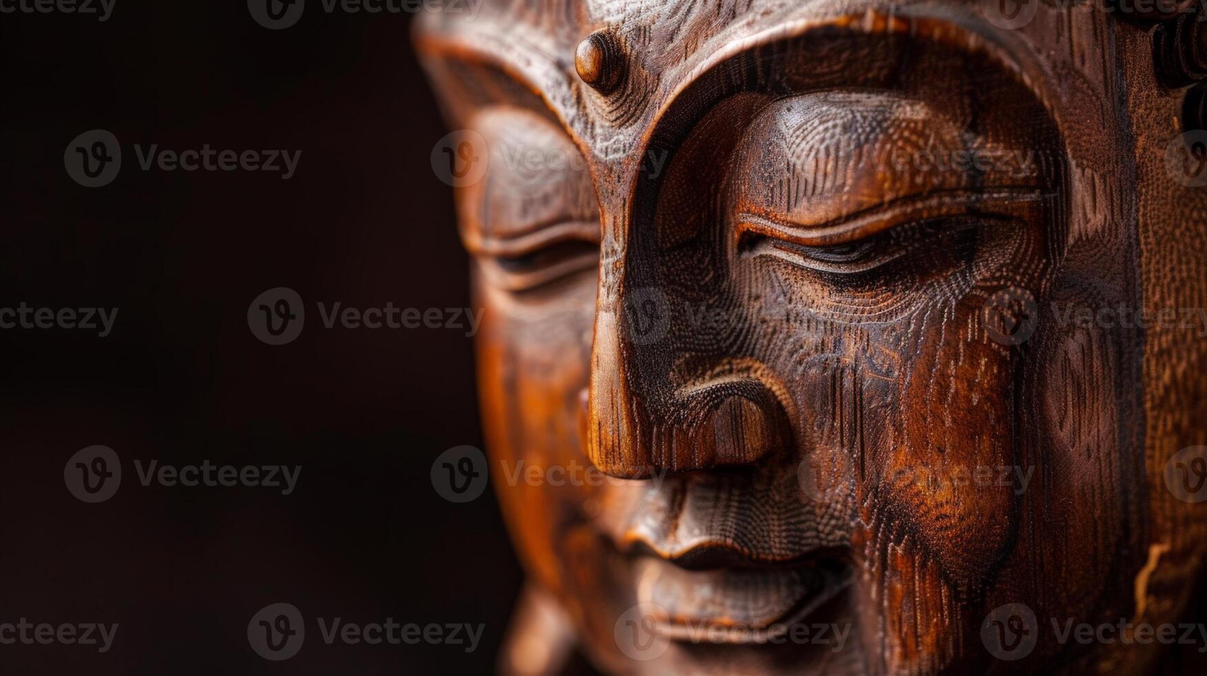 Wooden Statue of Person With Closed Eyes photo
