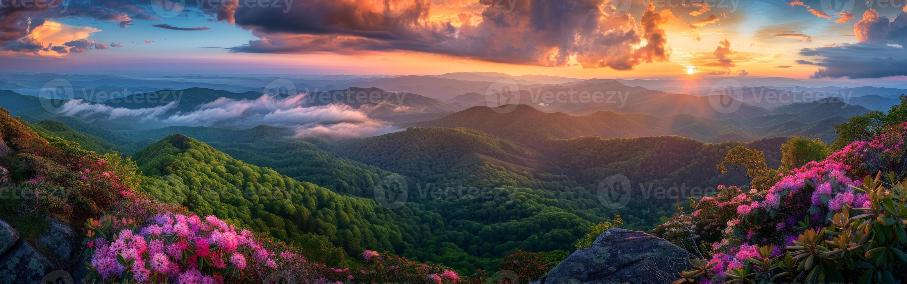 Sunset Over a Mountain Range photo