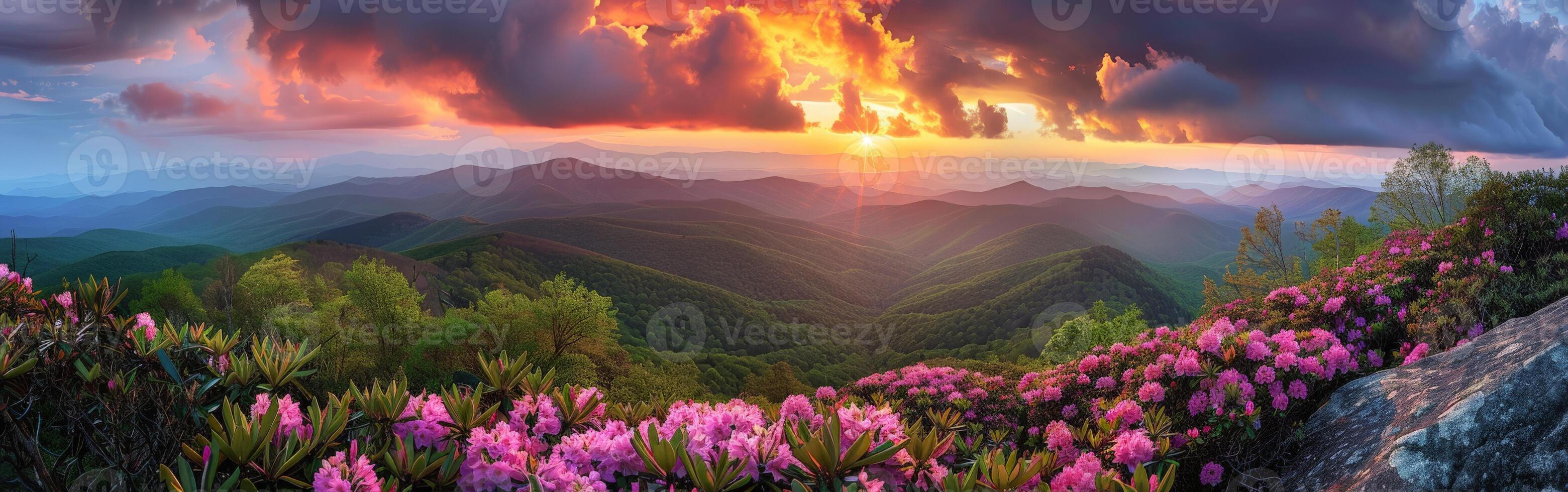 Sunset Over a Mountain Range photo