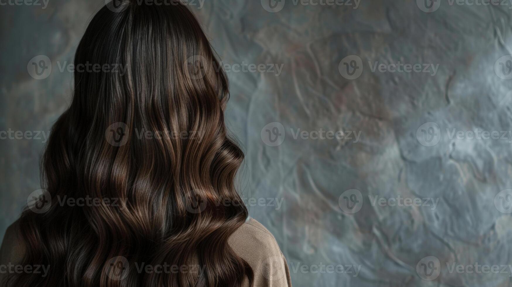 Long-Haired Woman by Wall photo