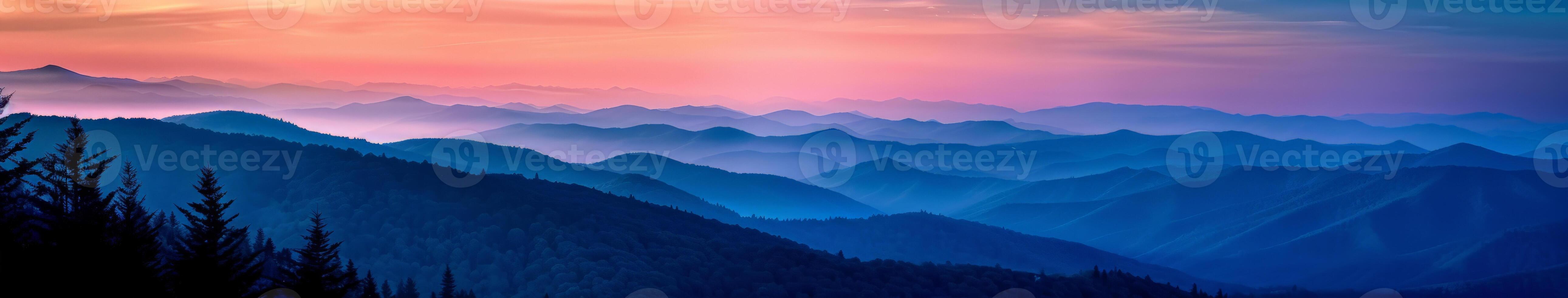 Sunset Over Mountain Range photo