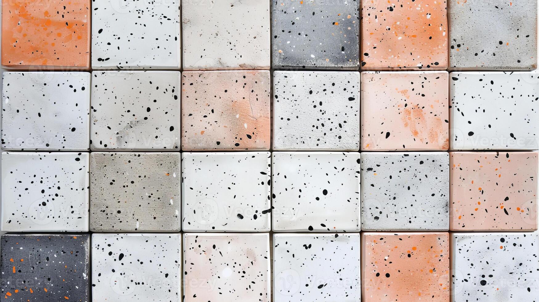 Colorful Tile Wall With Various Shapes photo