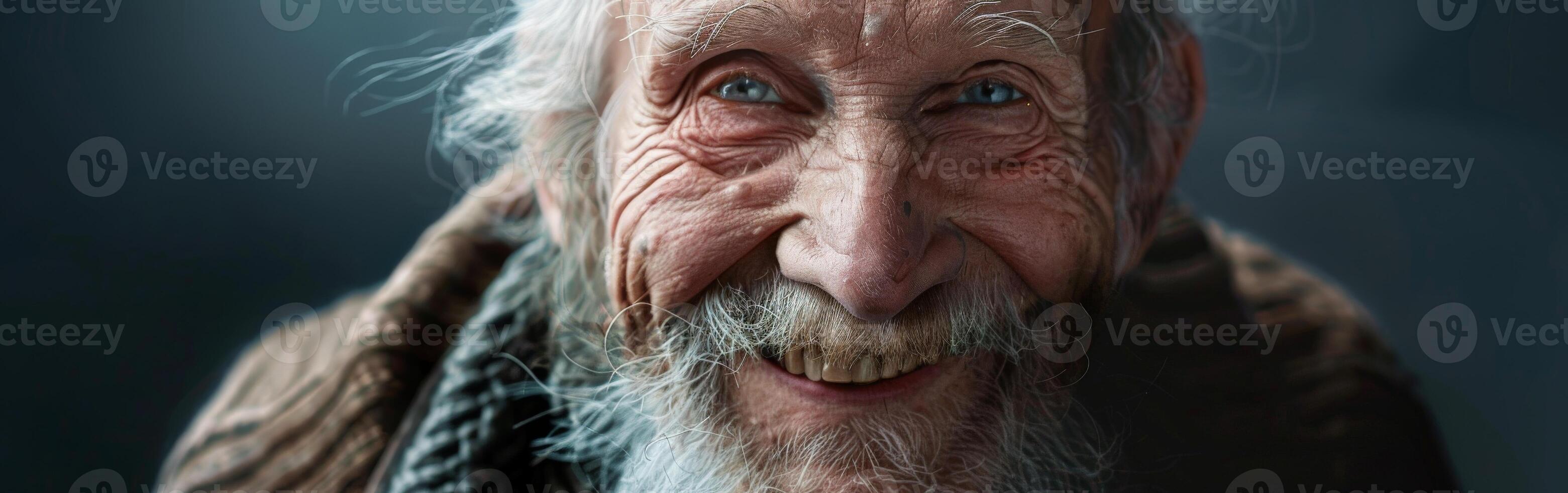 Wise Old Man With White Hair and Beard photo