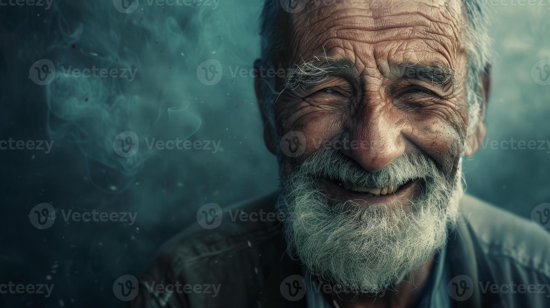 Smiling Old Man With White Beard photo