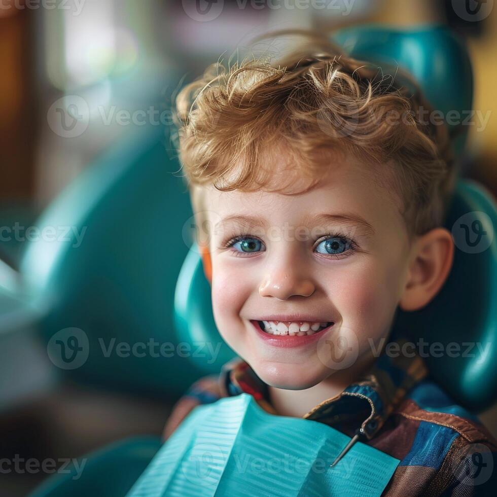 Smiling Boy in Dentist Chair photo
