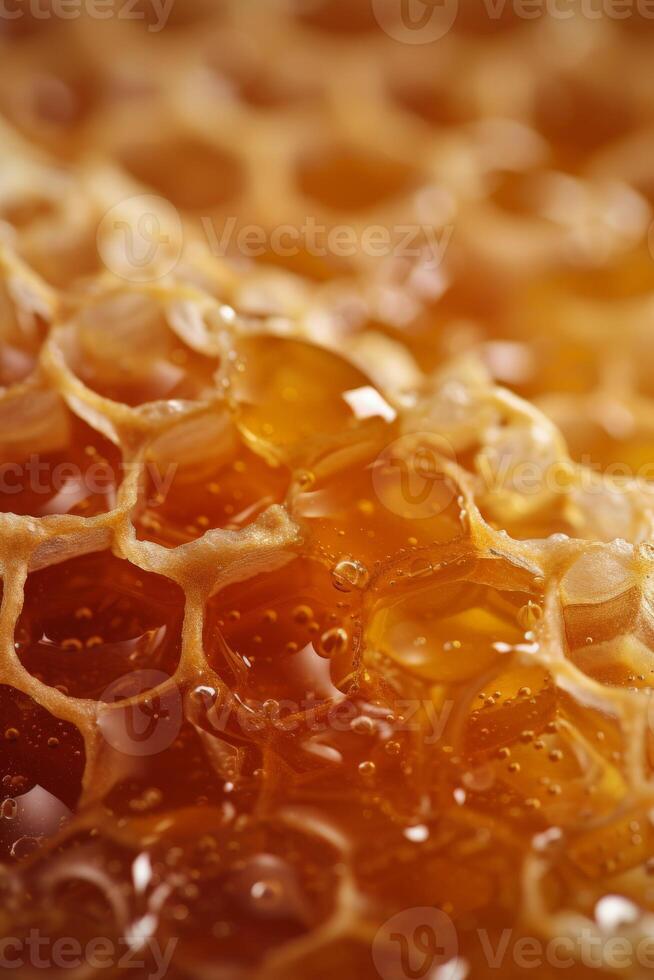 Close Up of Honey Cells photo