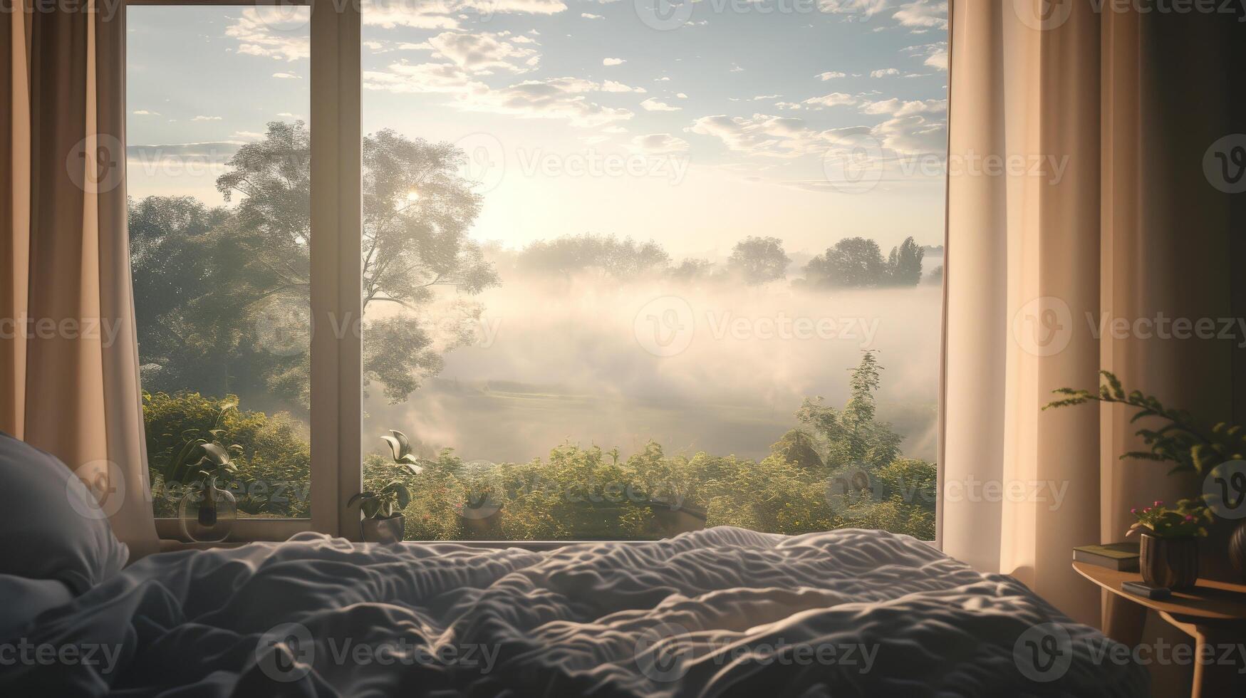 Bedroom With Tree View photo