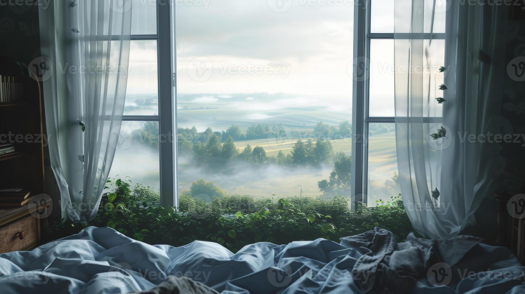 Bedroom Overlooking Foggy Valley photo
