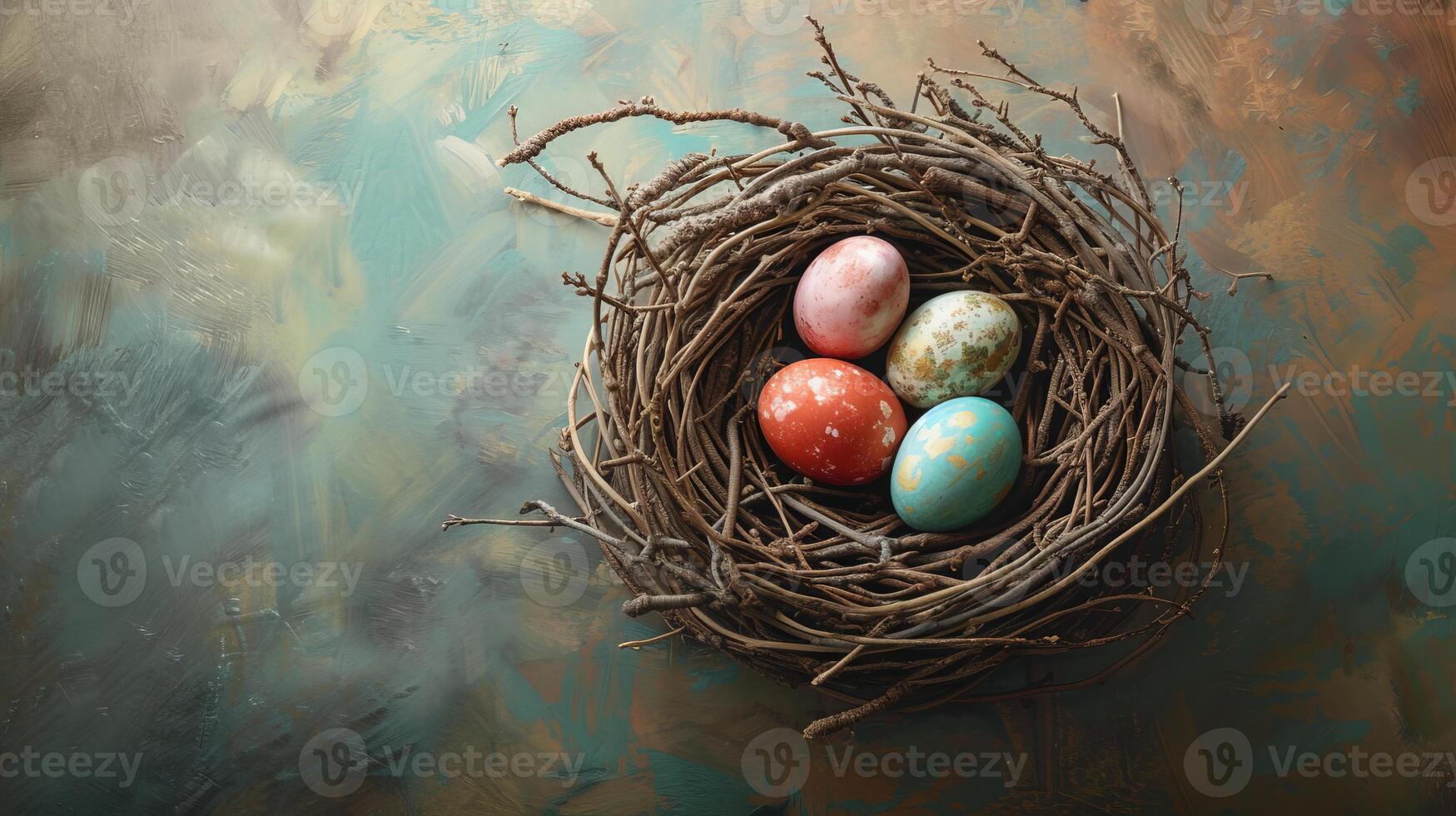 Three Eggs in a Nest Painting photo