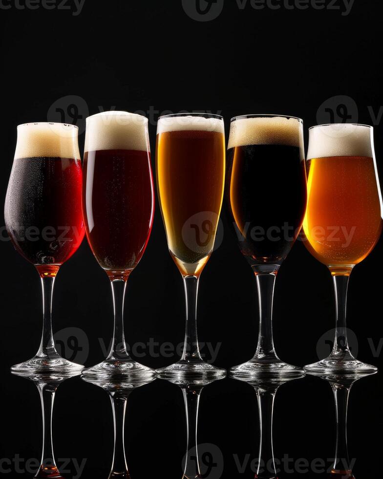 Assorted Beers Arranged in a Row photo