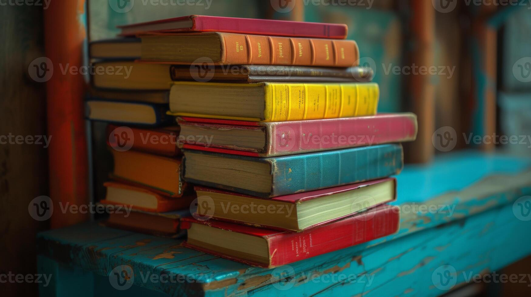 Stack of Books on Window Sill photo