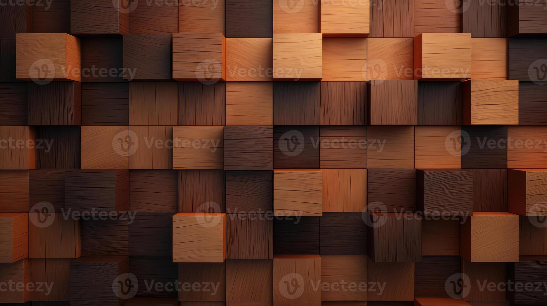 Wooden Block Wall With Interlocking Patterns photo